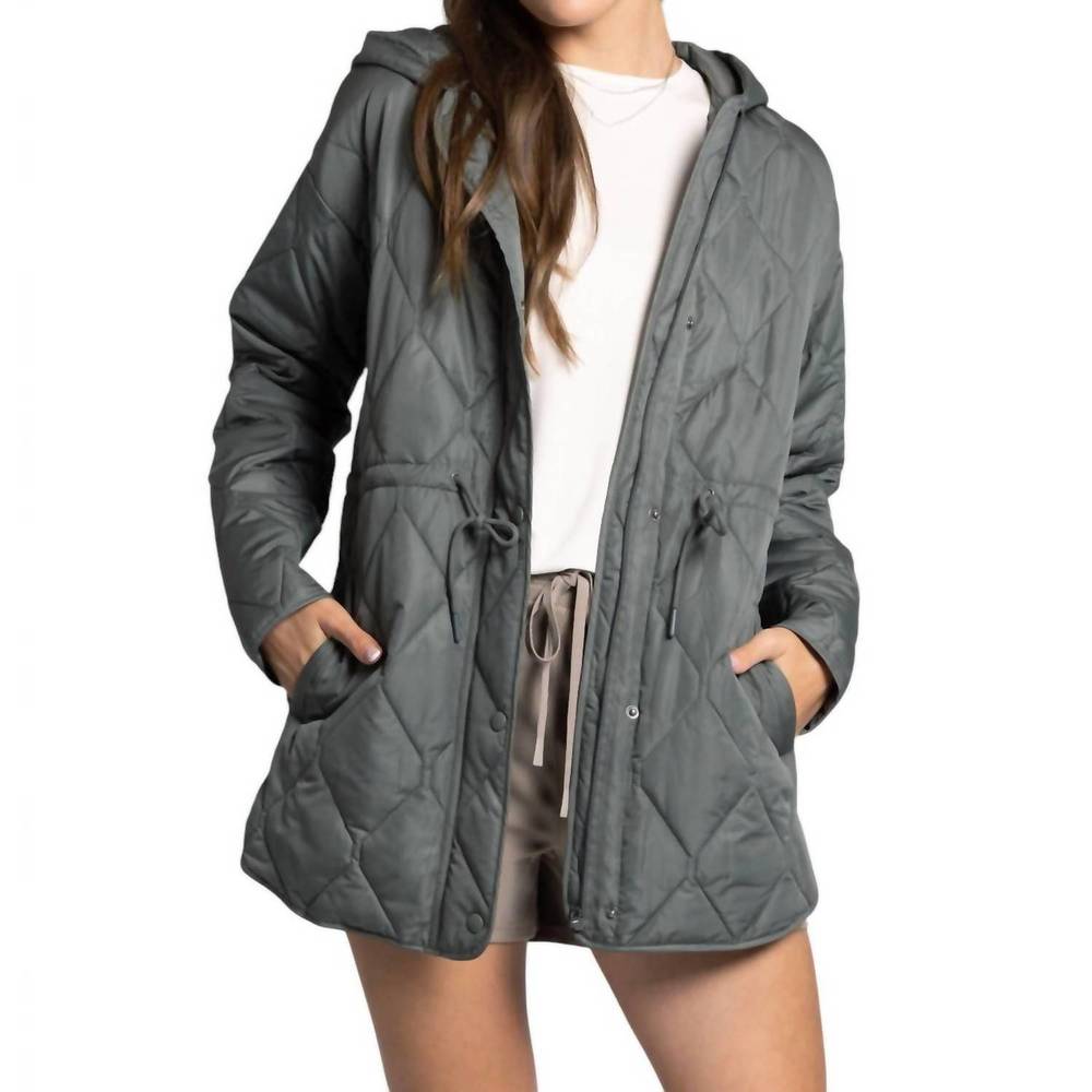 NEW THREAD & SUPPLY cecily puffer jacket in smoked jade
